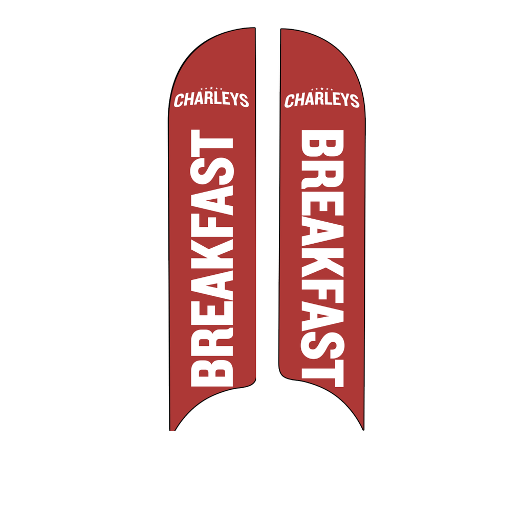15' Charleys Philly Steaks Red Breakfast Double Sided AdverSail Flag
