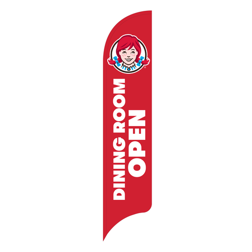 [WLBOWFGDINO] 15' Wendy's Red Dining Room Open AdverSail Flag