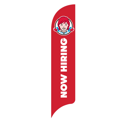 [ZWCWLBOWFGHIRE] 15' Wendy's Red Now Hiring AdverSail Flag