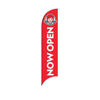 [ZWCWLBOWFGNO] 15' Wendy's Now Open red AdverSail Flag