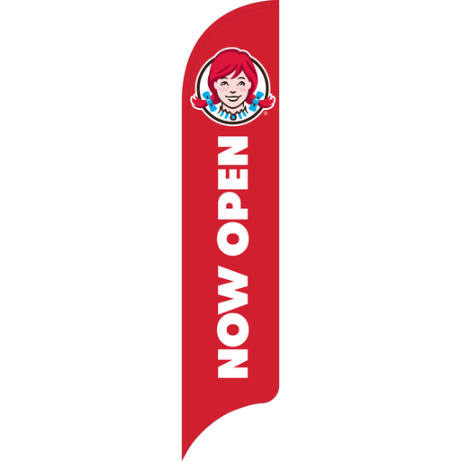 [ZWCWLBOWFGNO] 15' Wendy's Red Now Open AdverSail Flag