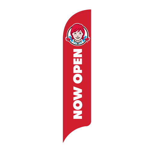 [ZWCWLBOWFGNO] 15' Wendy's Red Now Open AdverSail Flag