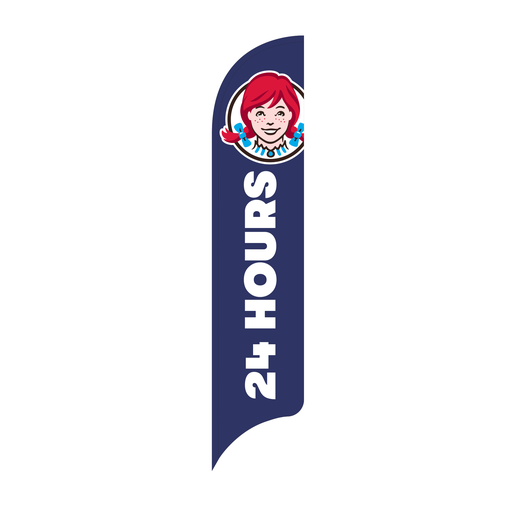 [WLBOWFG24HR] 15' Wendy's Blue 24 Hours Late Night AdverSail Flag (2024 art)