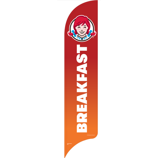 [ZWCWLBOWFLBKFST25] 15' Wendy's Red & Orange Ombre Breakfast AdverSail Flag (2025 art)