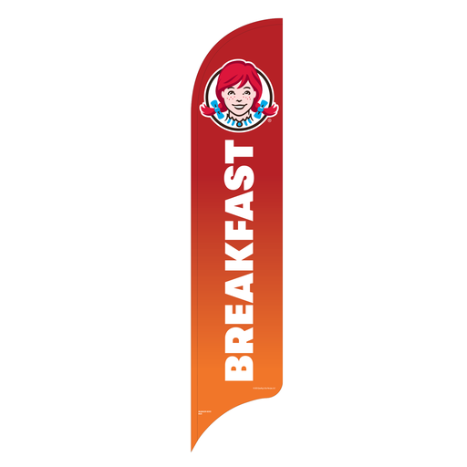 [ZWCWLBOWFLBKFST25] 15' Wendy's Red & Orange Ombre Breakfast AdverSail Flag (2025 art)